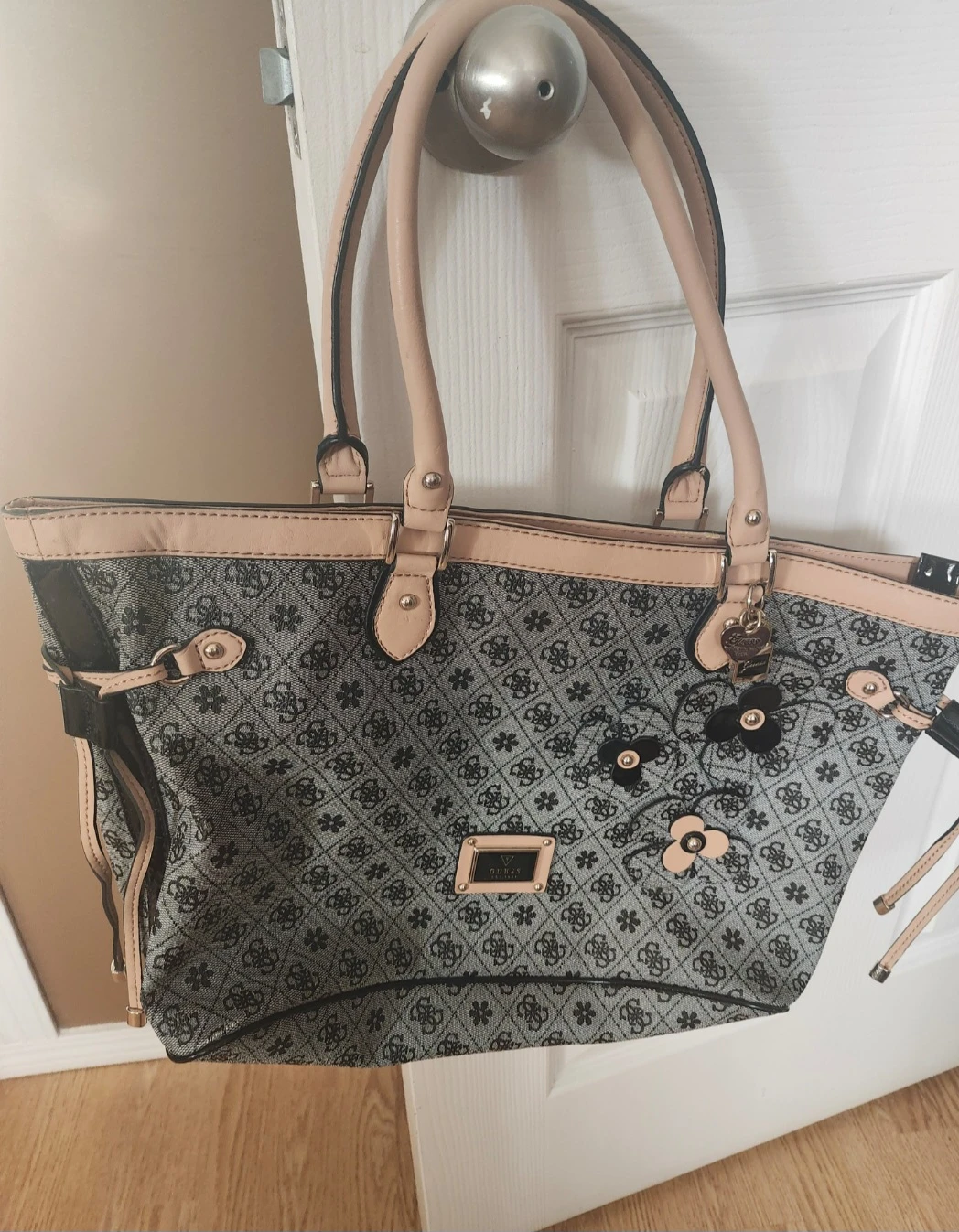 Guess Tote Bag with Floral Accents