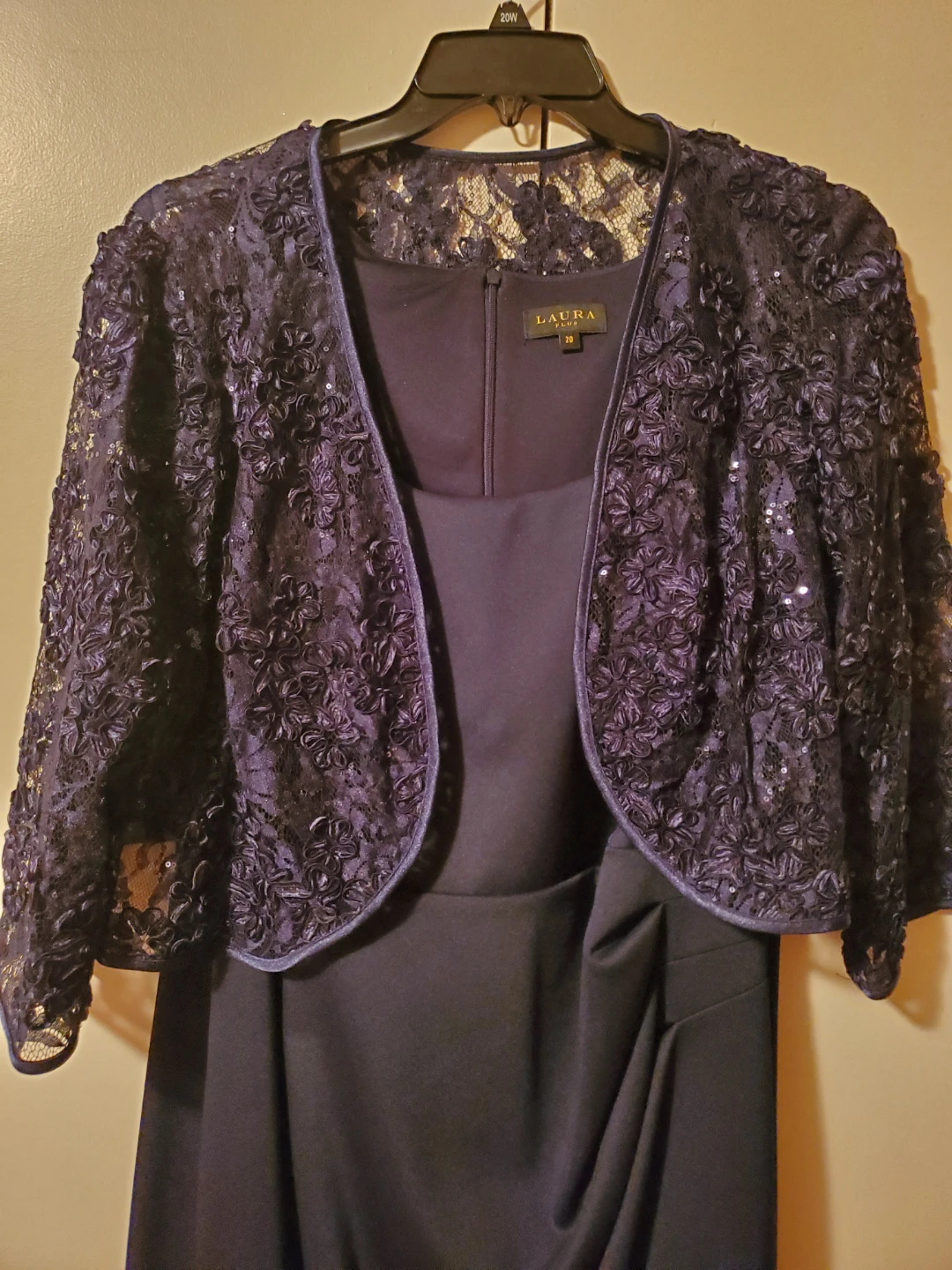 LAURA PLUS Navy Lace Embellished Dress and Jacket Set Size 20 - photo 2