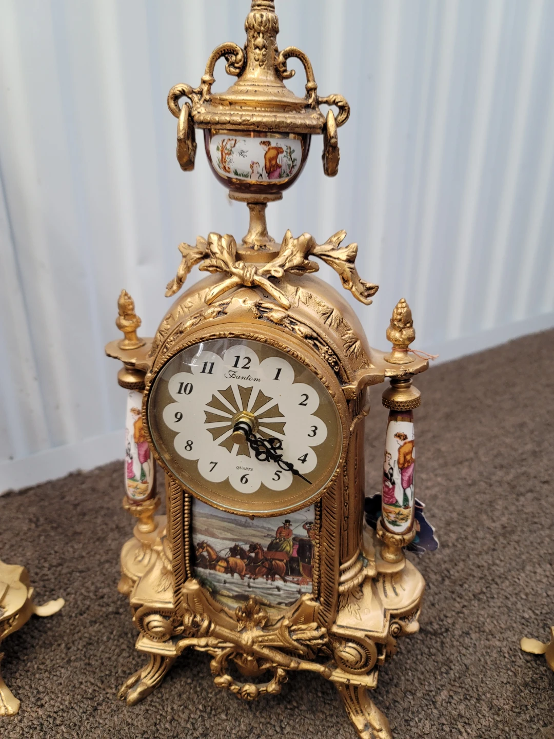 Vintage Style Gold Candelabra & Clock Set - photo 2