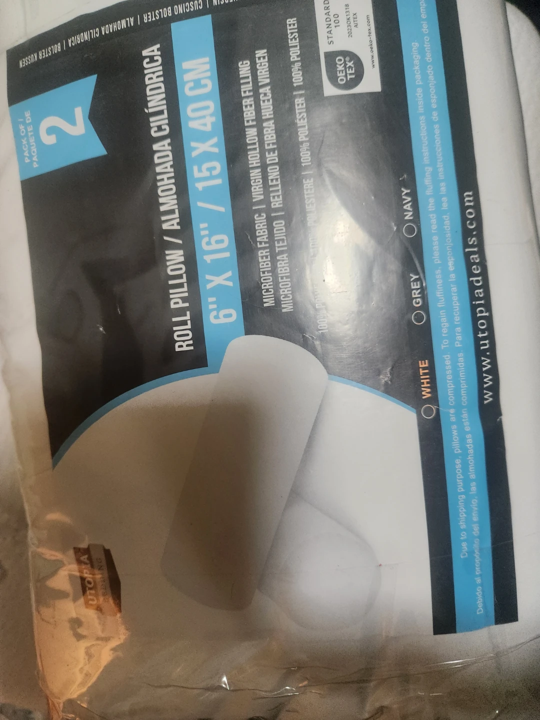 Utopia Deals Roll Pillow - 6" x 16" (40cm) - White - photo 4