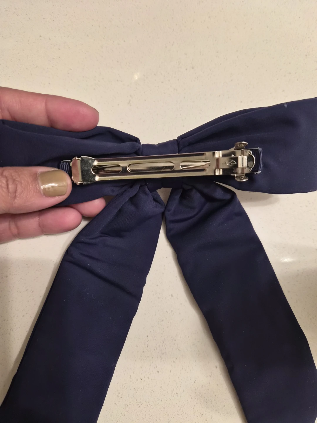Navy Blue Bow Hair Clip with Stars and Rhinestones - photo 2