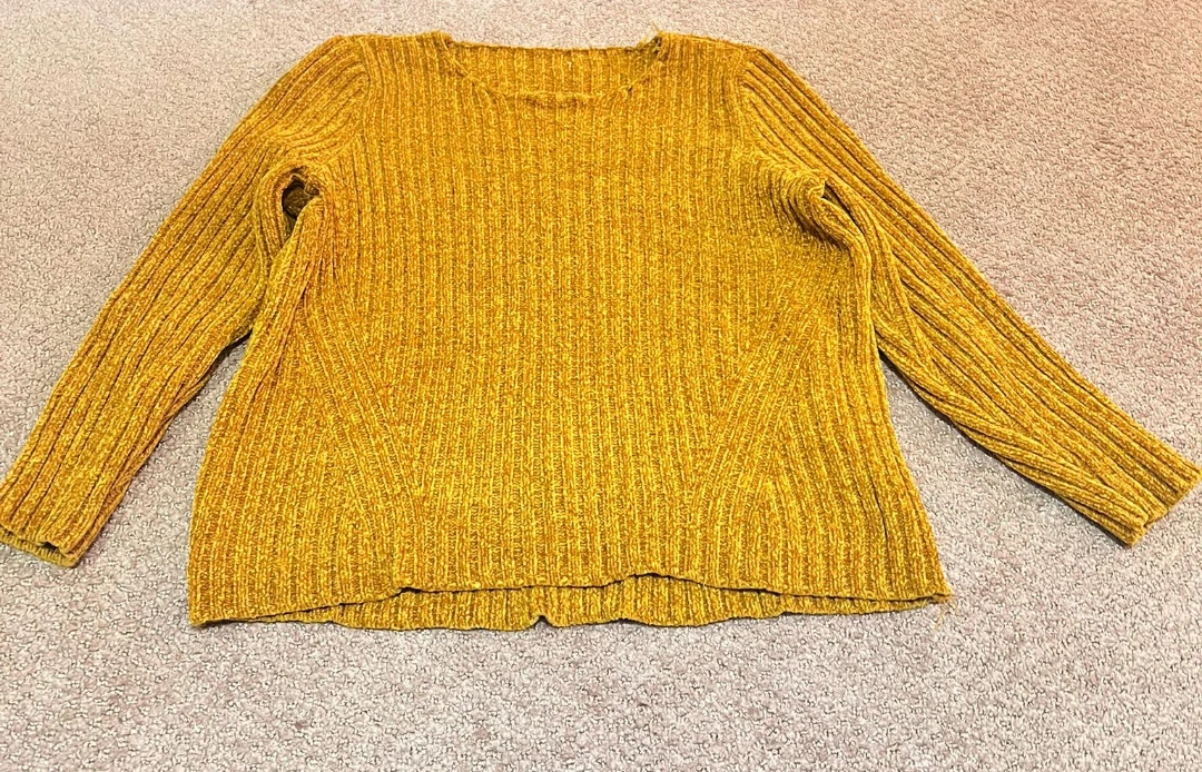 Mustard Yellow Ribbed Knit Sweater