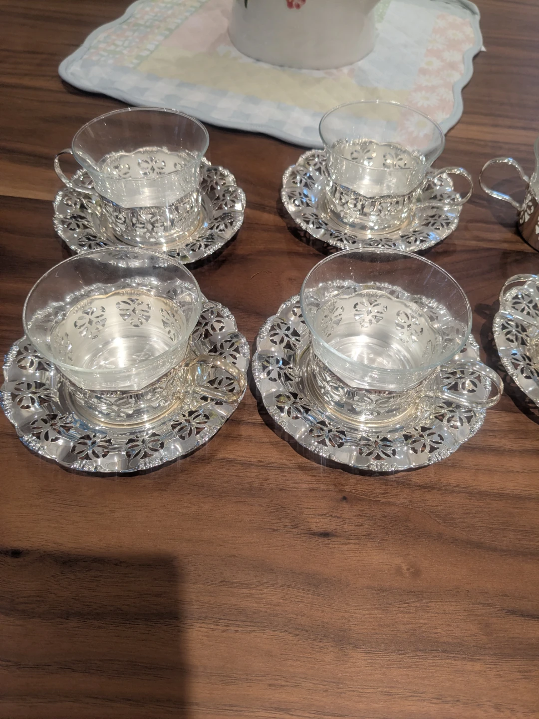 BMF Silverplated Tea Cups and Saucers Set