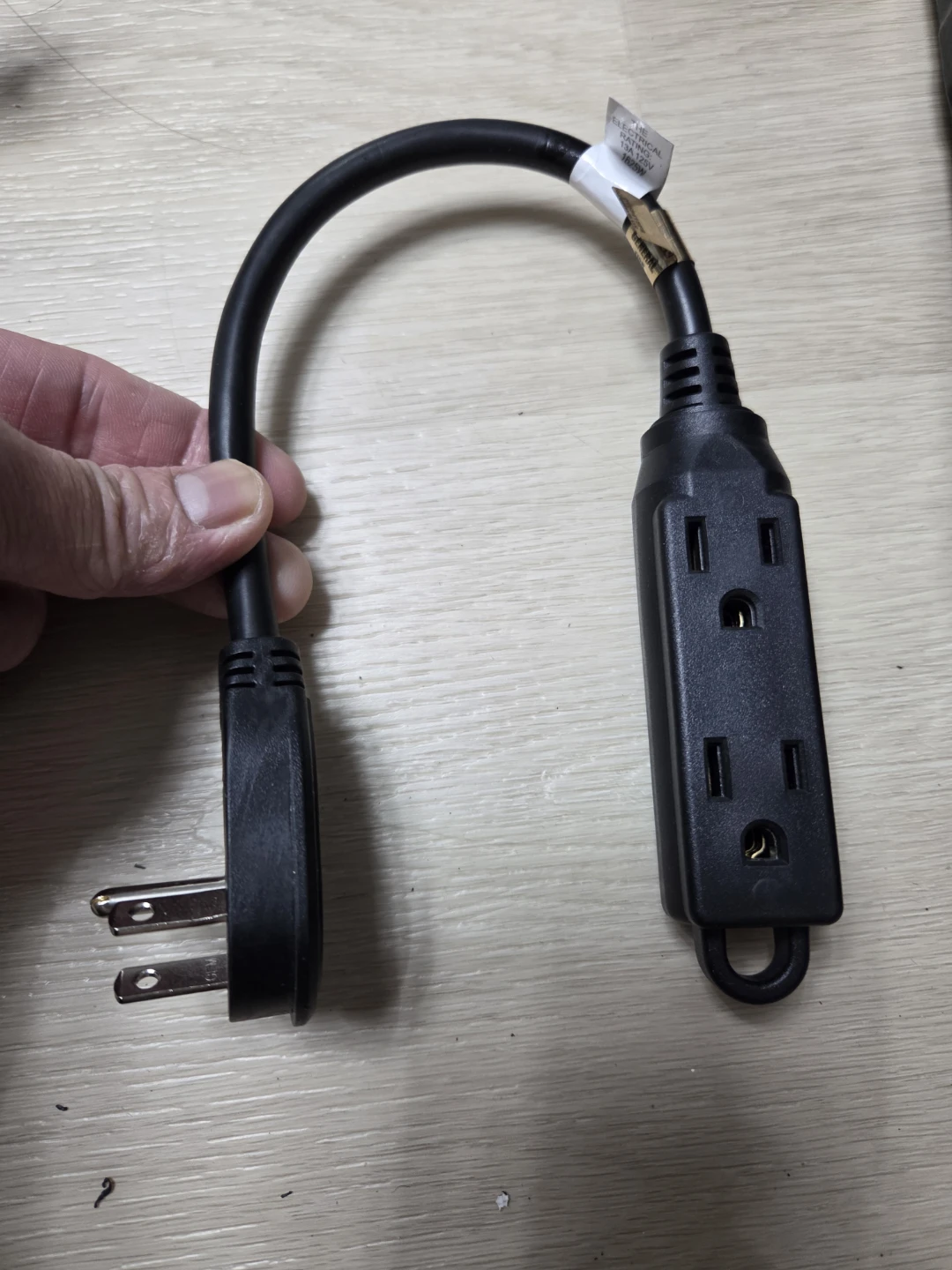 Black 3-Outlet Extension Cord Adapter - photo 2