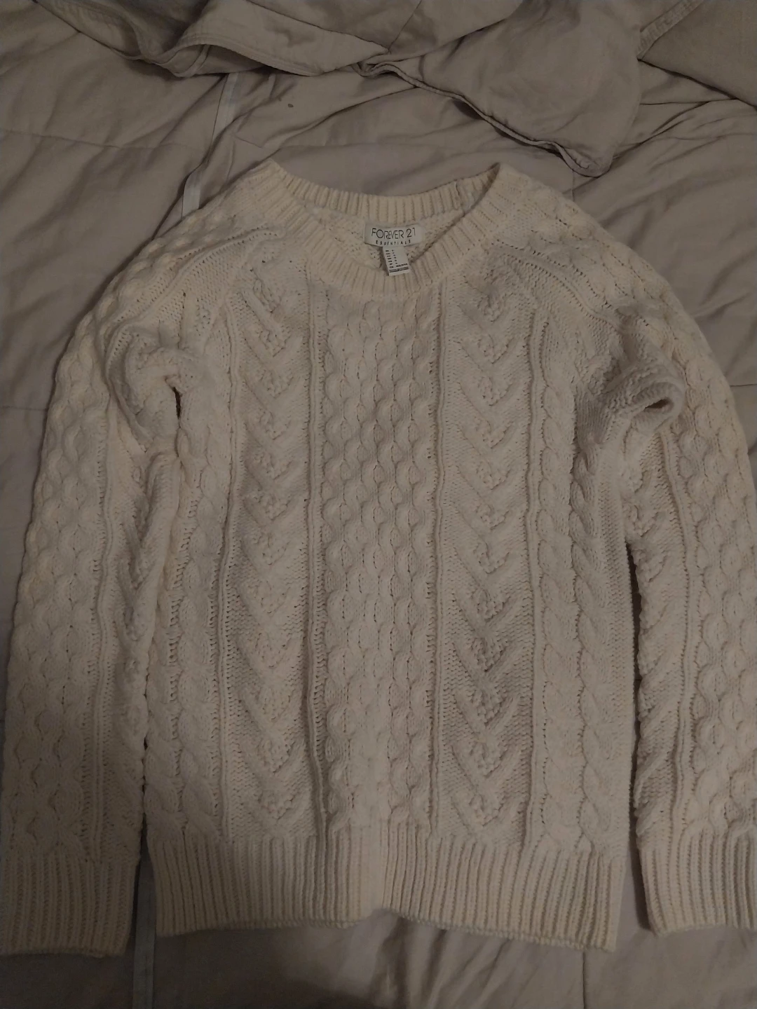 Forever 21 Cream Cable Knit Sweater