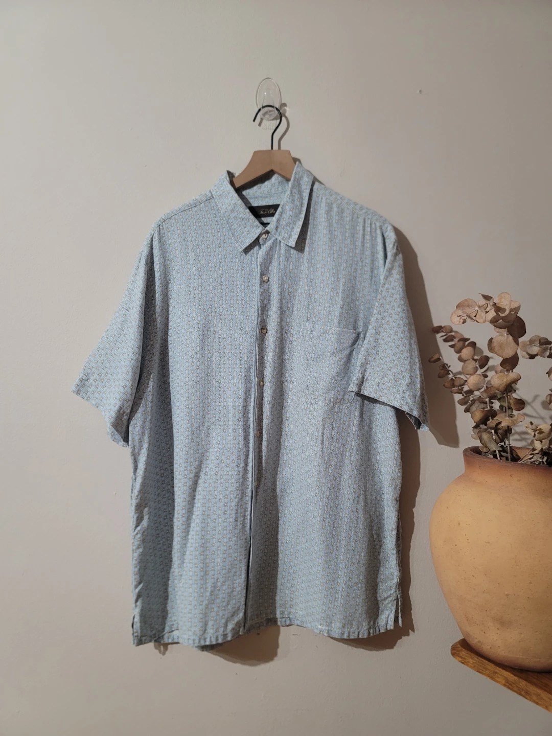 Tasso Elba Silk Linen Blend Button Coastal Mediterranean Sz XXL