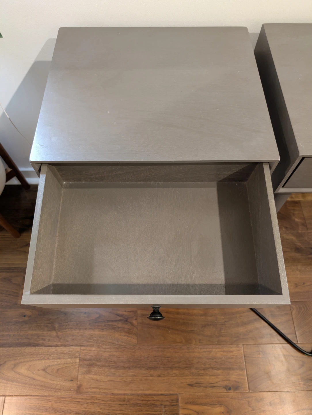 Grey Side Tables / Nightstands with Built-in USB & Outlet (Pair) - photo 4