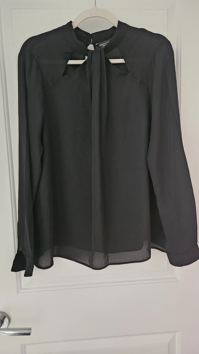 Dorothy Perkins Black Long Sleeve Blouse - Size 12 Large - photo 3