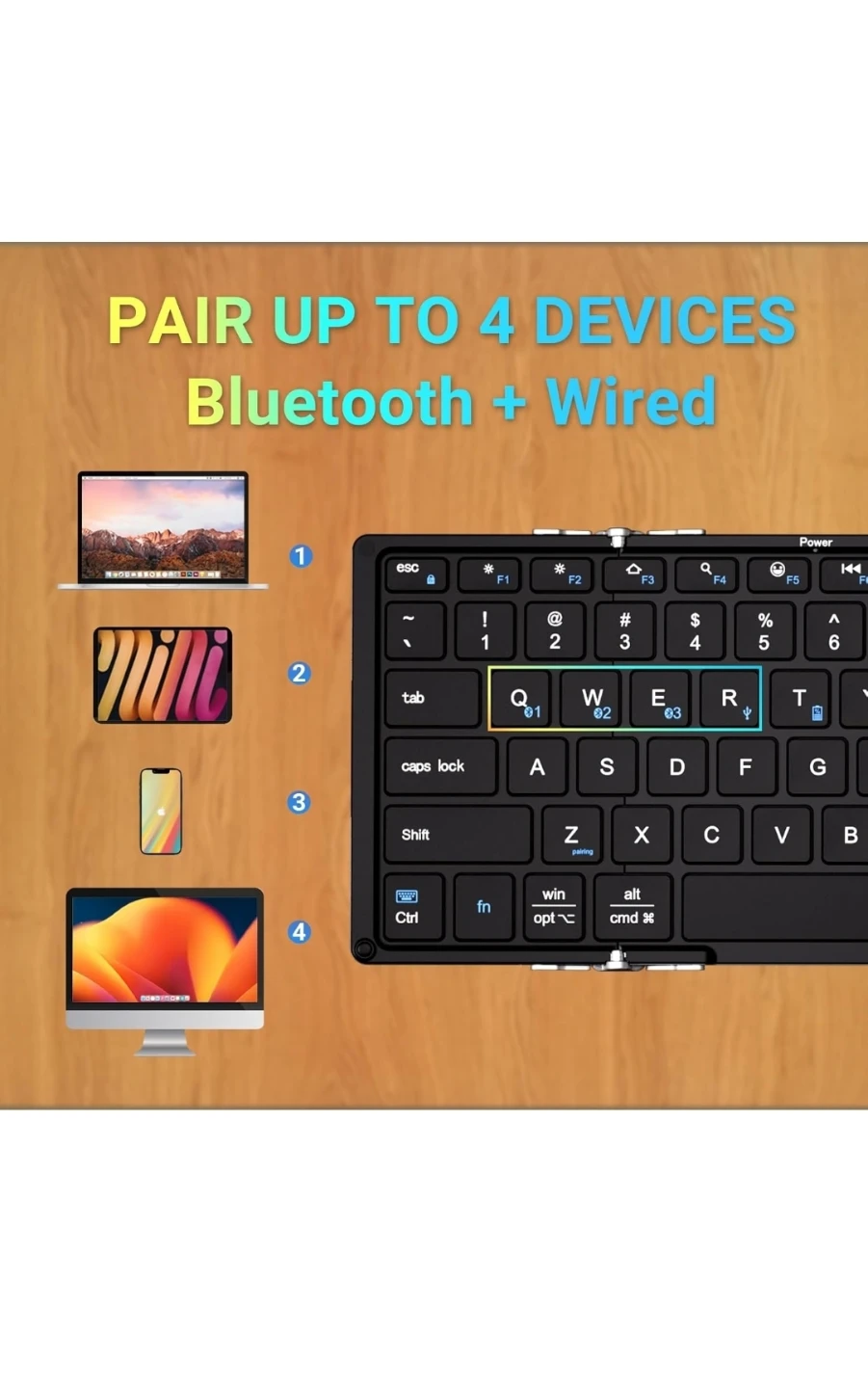 NewiClever Foldable Bluetooth Keyboard,Folding Wireless - photo 4