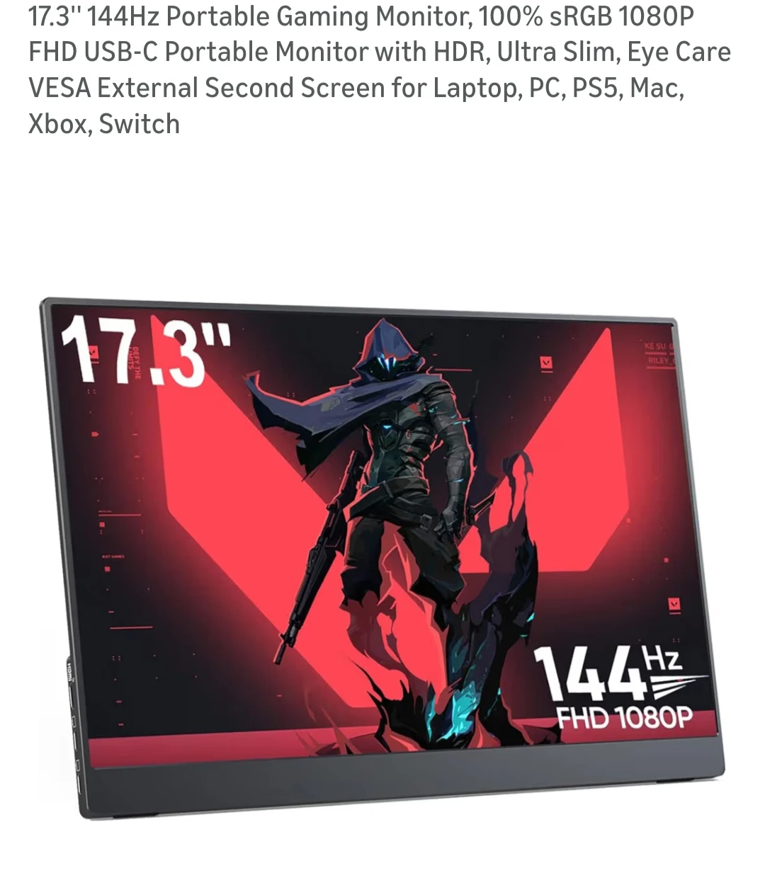 17.3" 144Hz FHD 1080P Portable Monitor with HDR - photo 3