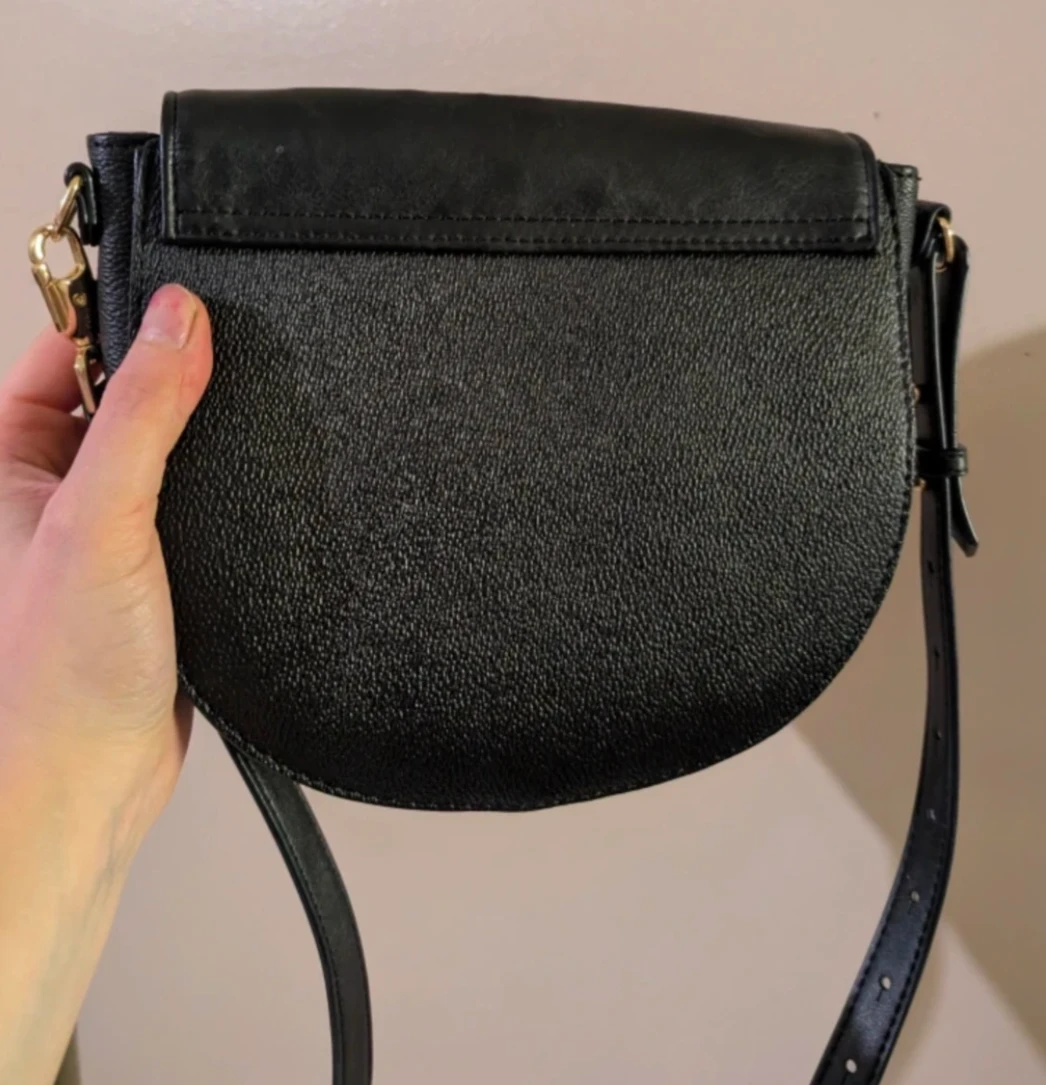 Brown and Black Saddle Bag with Tusk-like Clasp - photo 3