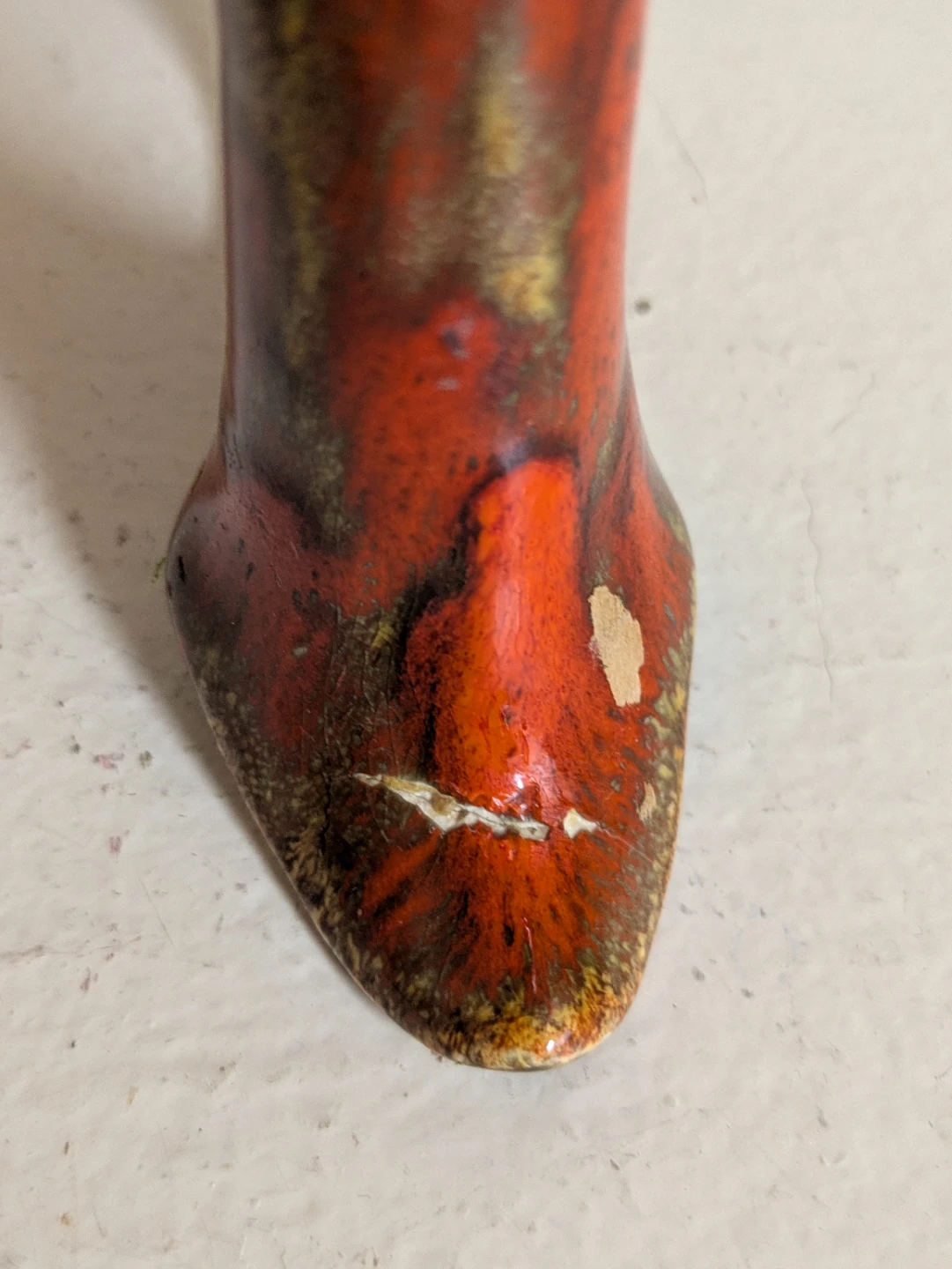 1950's Orange Drip Ceramic Pitcher Vase - photo 5