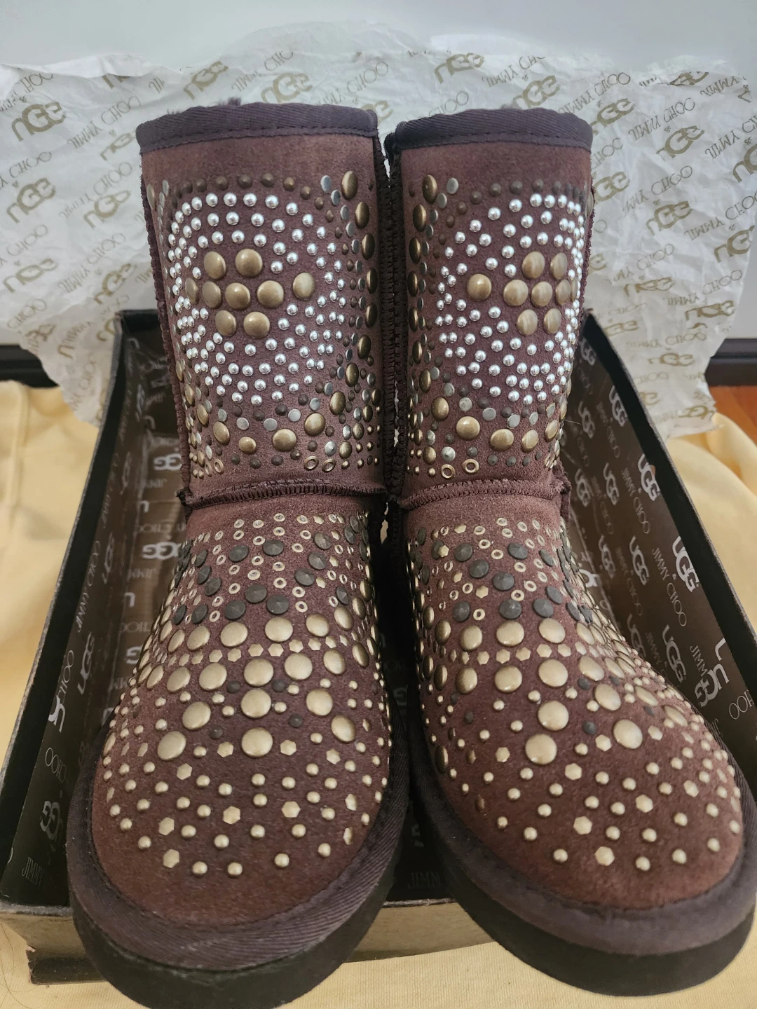 UGG x Jimmy Choo Studded Boots - Brown imitation