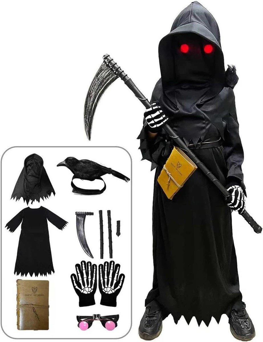Kids Grim Reaper Costume Set with Scythe and Accessories - photo 2