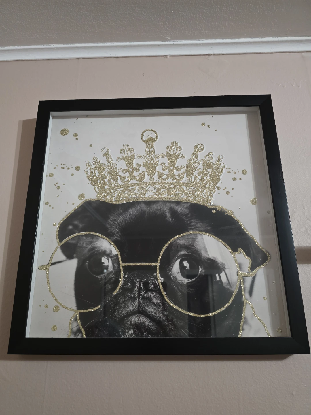 Framed Pug and Cat Wall Art