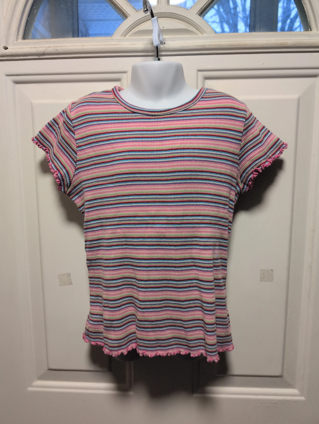 The Place Girls Striped Cotton T-Shirt - Size L 10/12