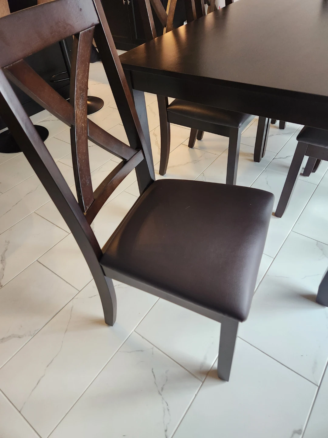 Dark Wood Dining Table Set with 6 Chairs - photo 2