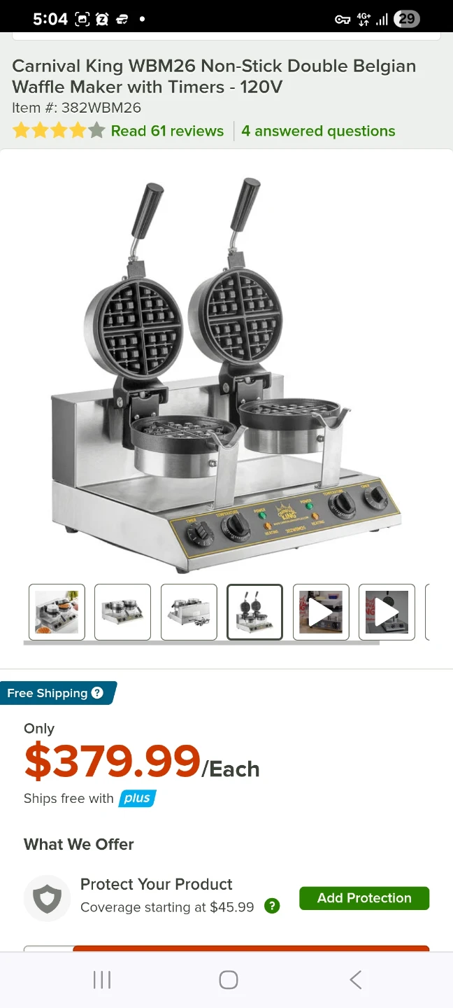 Carnival King WBM26 Double Belgian Waffle Maker with Timers - photo 3