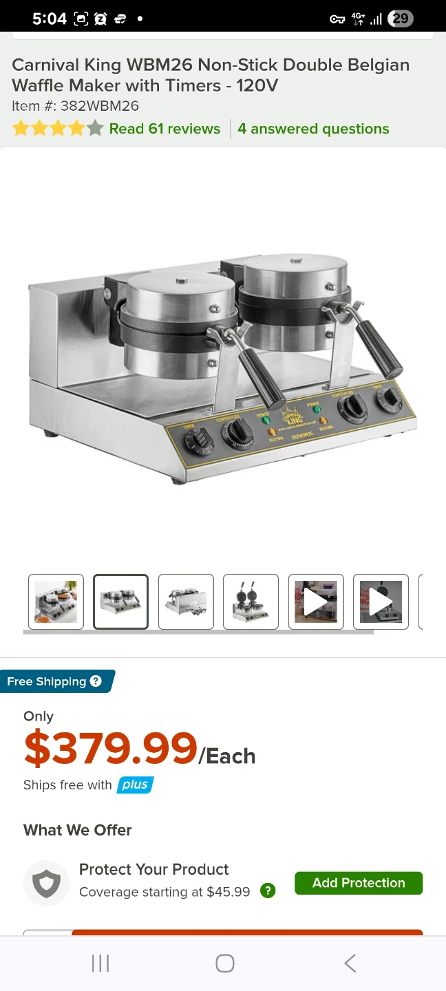 Carnival King WBM26 Double Belgian Waffle Maker with Timers - photo 2