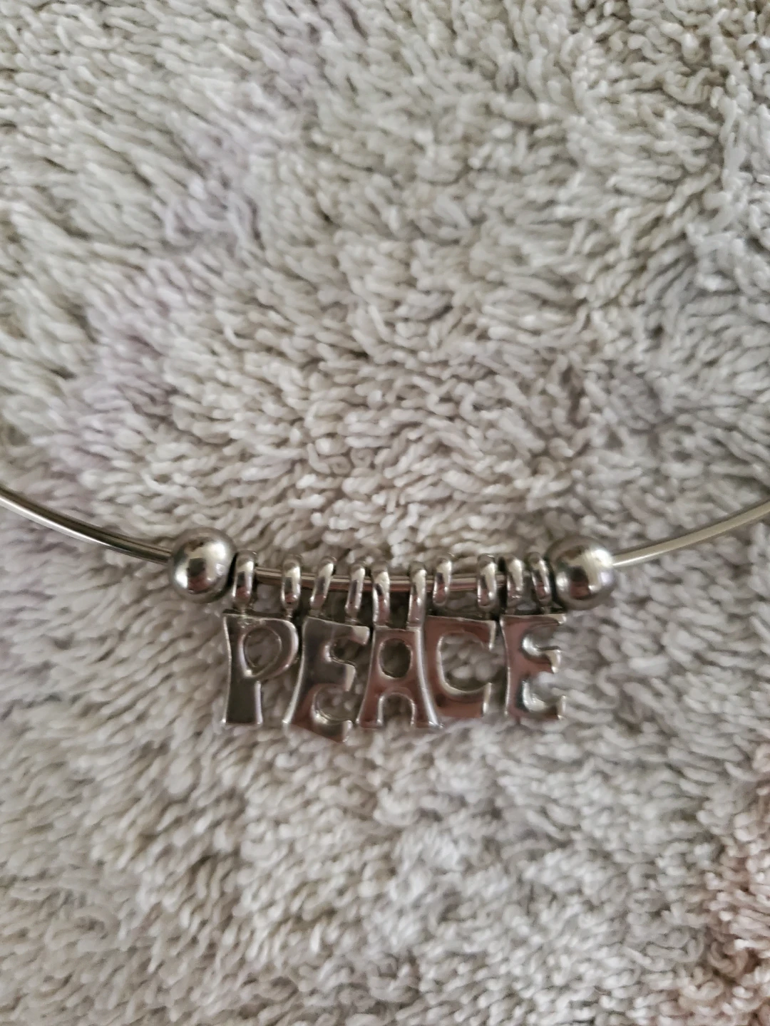 Silver Tone PEACE Choker Necklace - photo 2