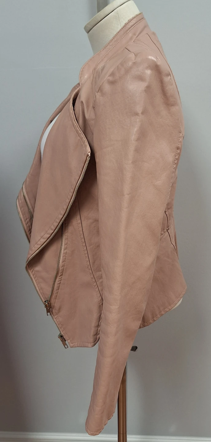 Pink Faux Leather Moto Jacket - photo 4