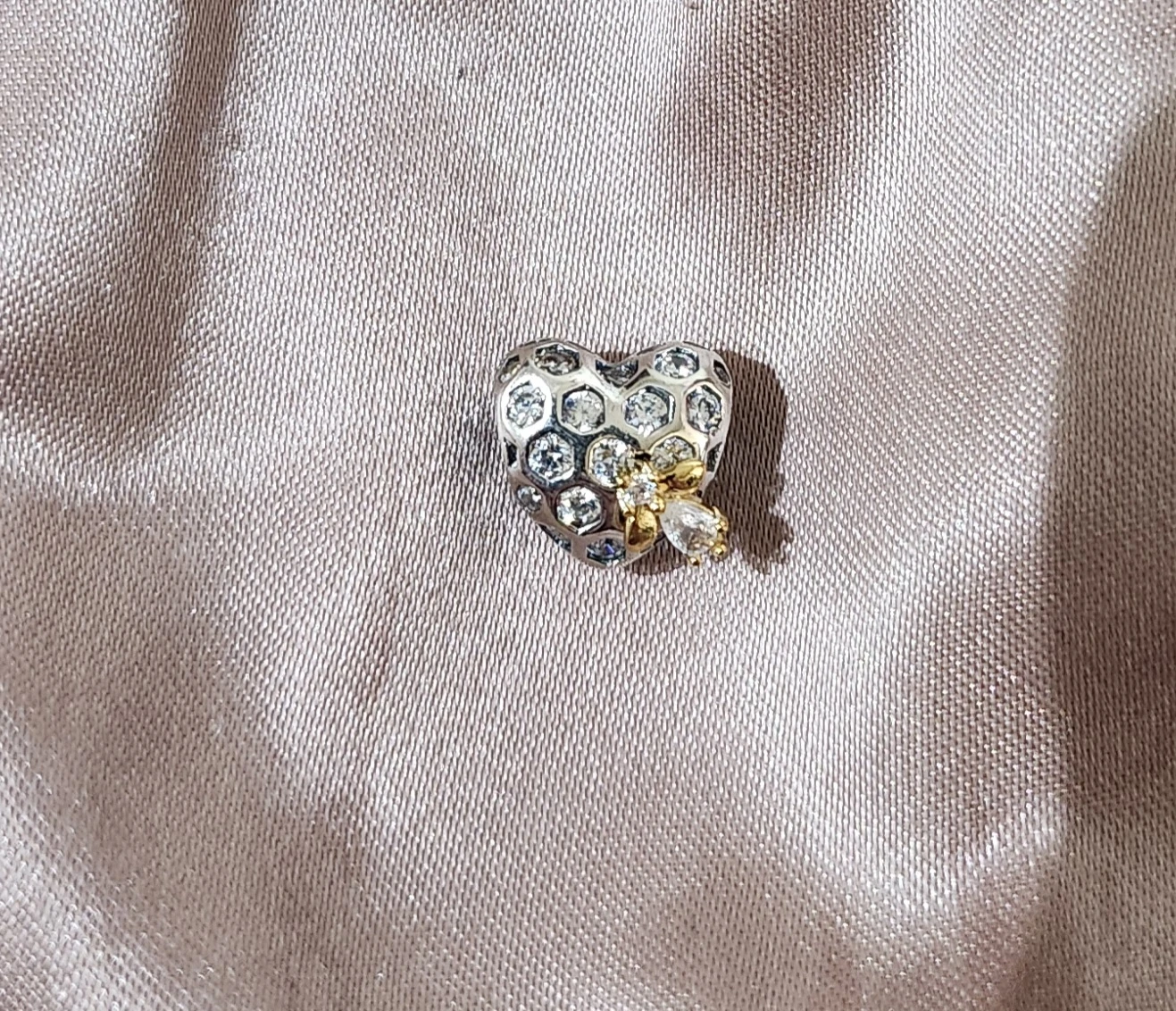 Heart with Bee Charm "Love Conquers All"