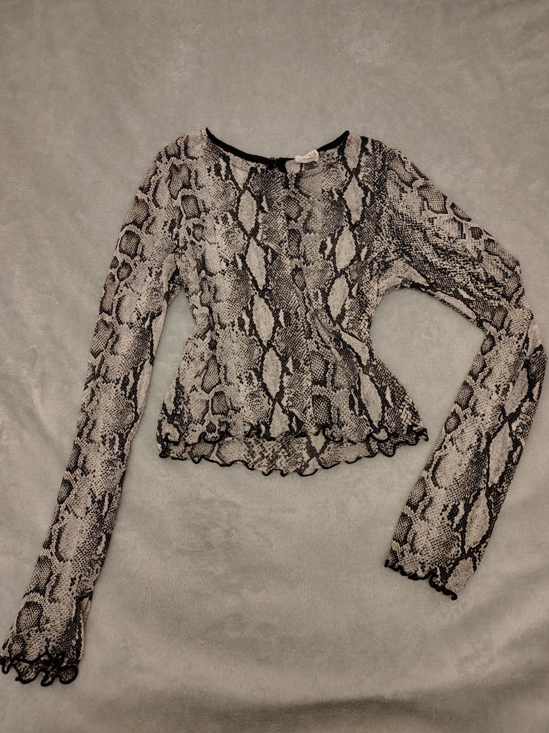 Women's Snake Print Sheer Mesh Long Sleeve Top - S/M
