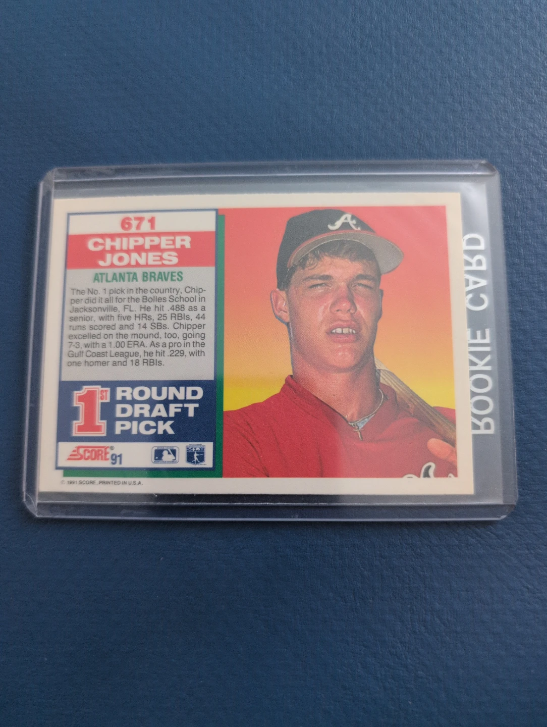 1991 Score Chipper Jones Rookie Card # 671 - photo 2