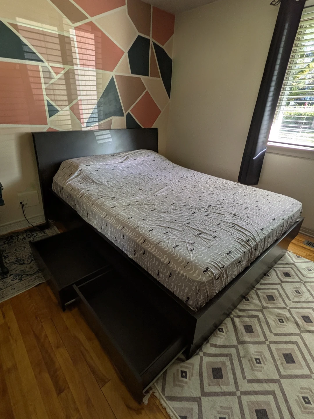 IKEA queen bed frame with storage and mattress - photo 3