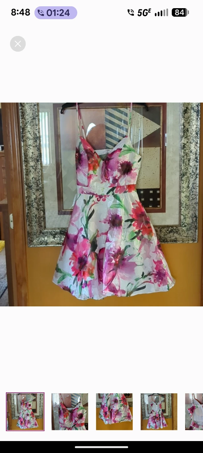 XSCAPE FLORAL FIT AND FLARE DRESS