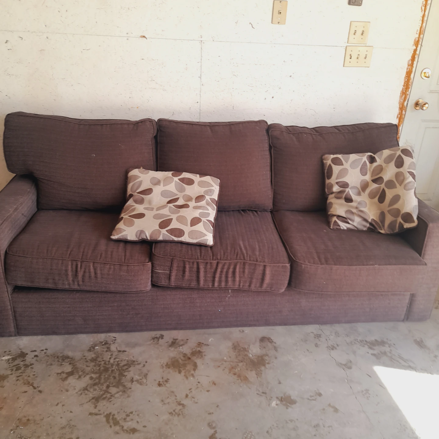 Brown Fabric Sofa with Decorative Pillows - photo 2