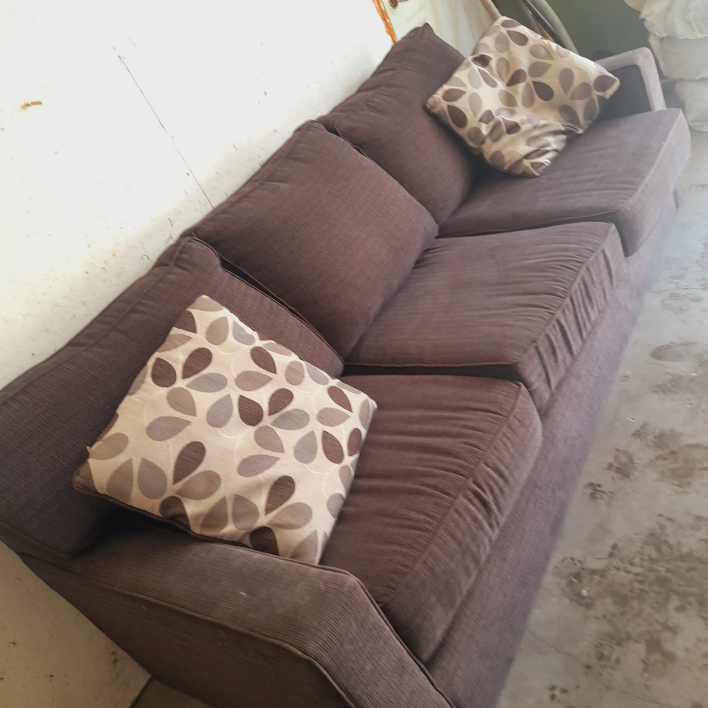 Brown Fabric Sofa with Decorative Pillows - photo 3