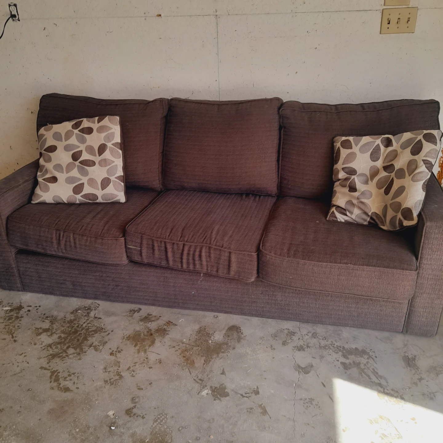 Brown Fabric Sofa with Decorative Pillows - photo 4