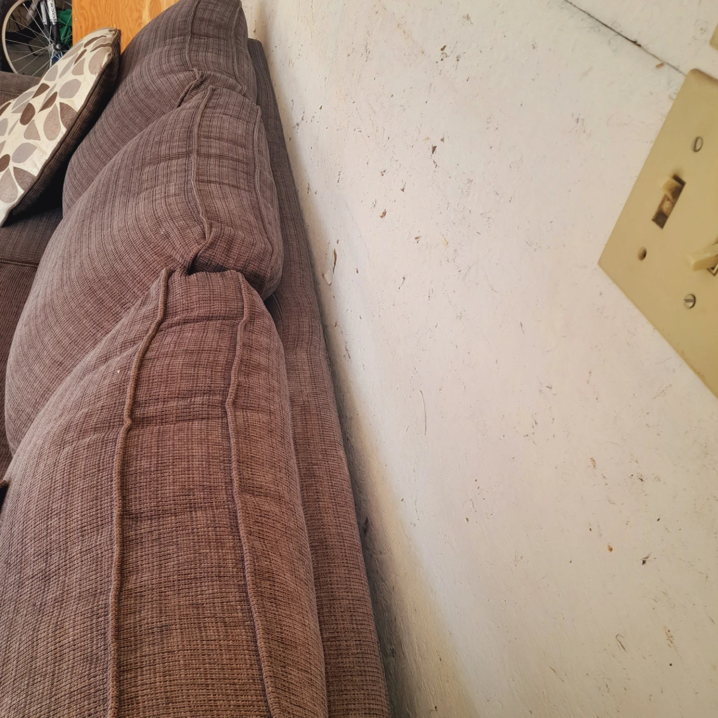 Brown Fabric Sofa with Decorative Pillows - photo 5