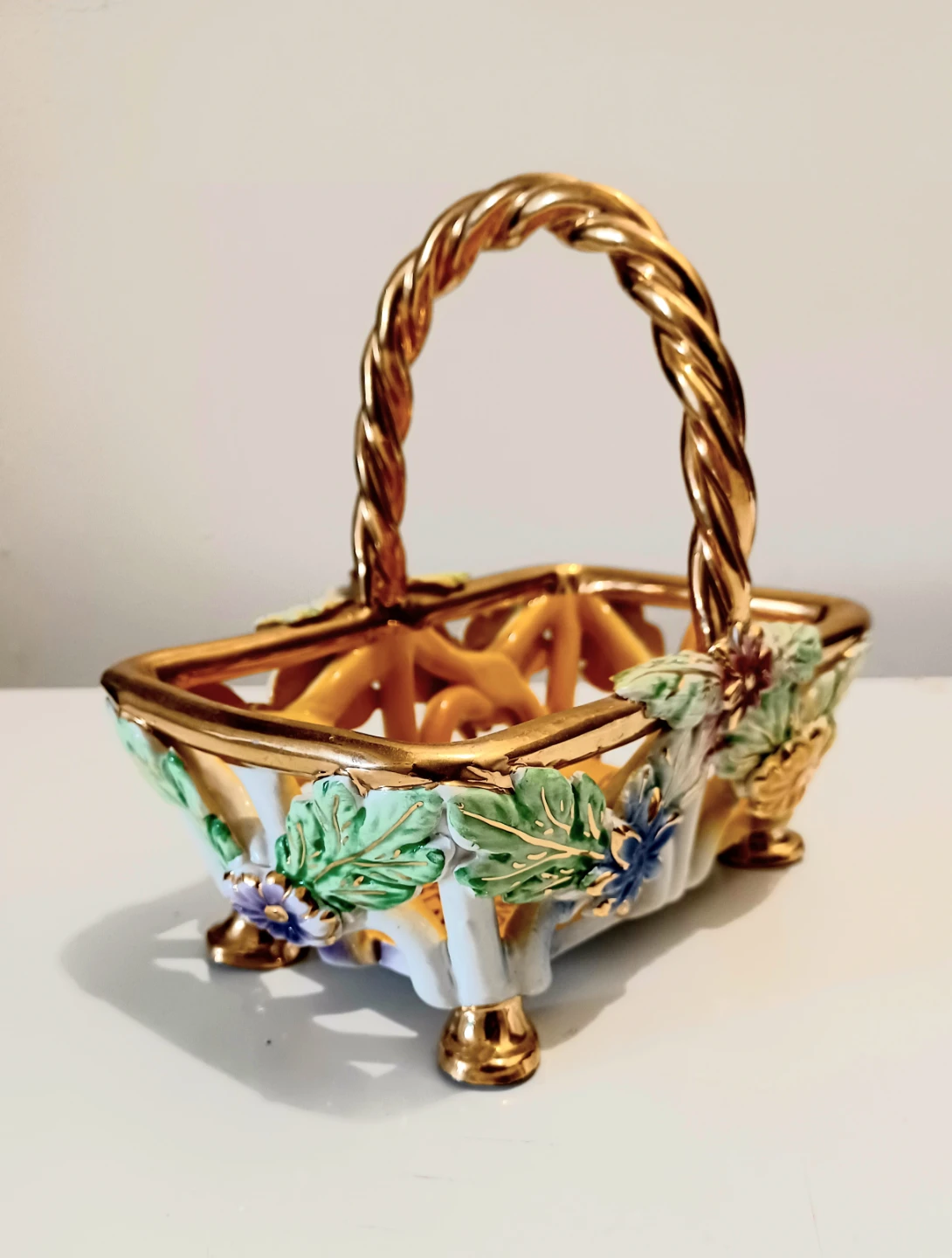 Vtg Hand-painted Ceramic ELPA Alcobaca Basket - photo 4