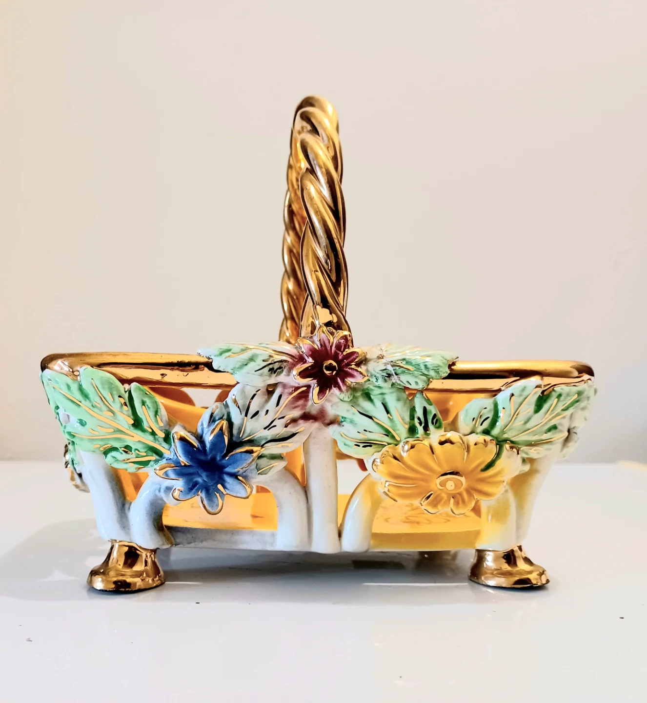 Vtg Hand-painted Ceramic ELPA Alcobaca Basket - photo 5