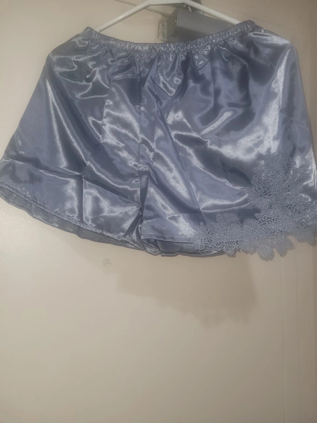 Blue Satin Pajama Set with Lace Trim - photo 5
