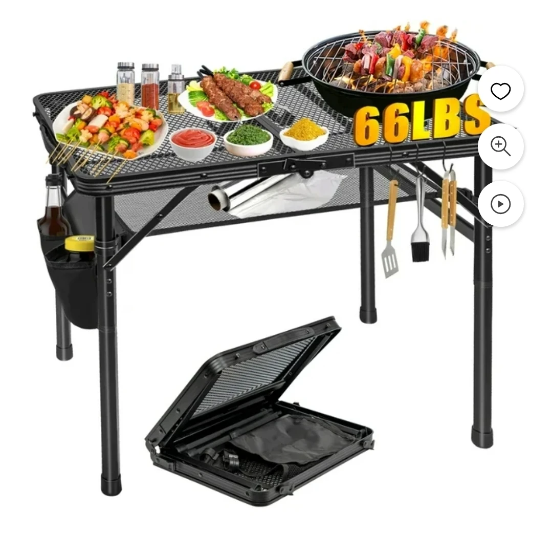 Thallike Black metal folding grill table