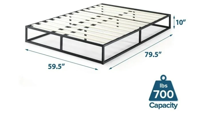 King Size Metal Platform Bed Frame with Wood Slats and Mattress - photo 3