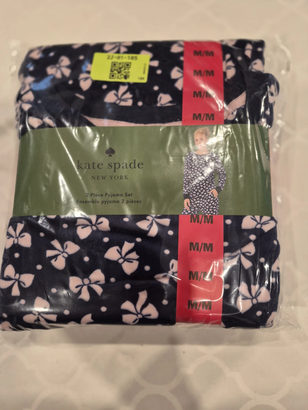 Kate Spade New York 2-Piece Pyjama Set - Navy with Pink Bows