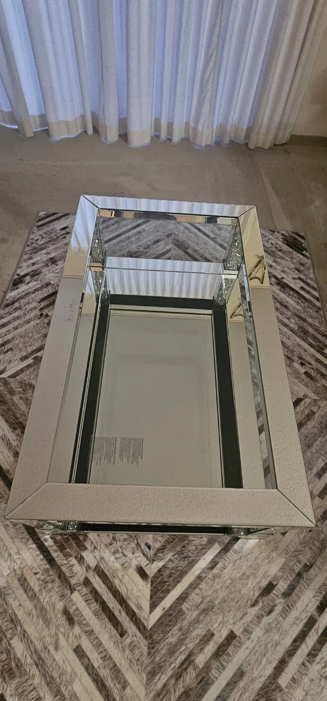Mirrored Coffee Table with Crushed Diamond Accents - photo 2