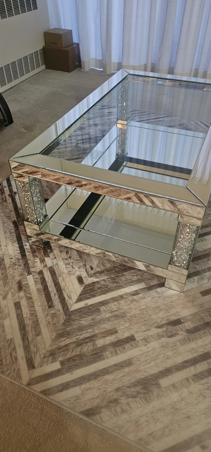 Mirrored Coffee Table with Crushed Diamond Accents - photo 3