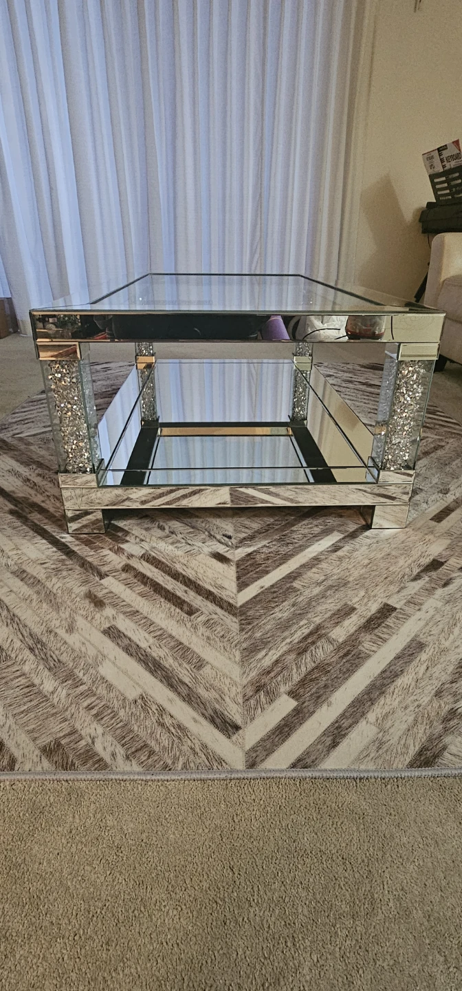 Mirrored Coffee Table with Crushed Diamond Accents - photo 4
