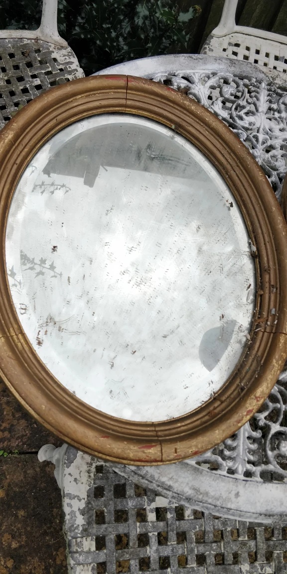 Vintage Oval Mirror with Gilded Frame