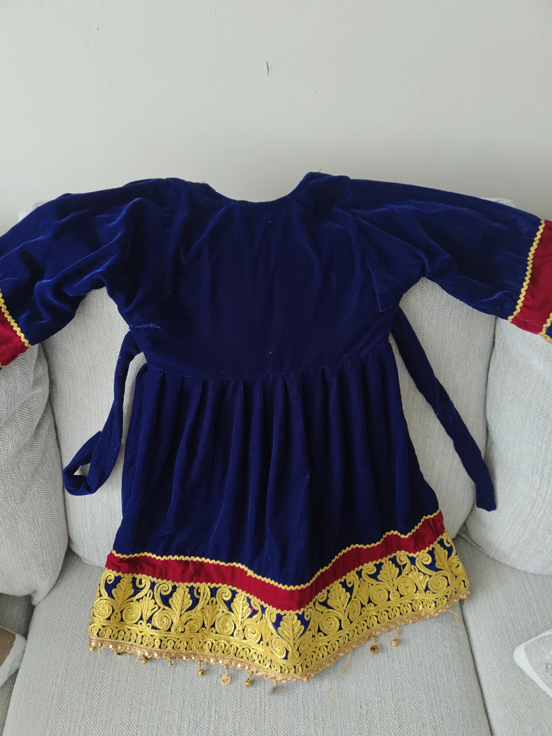 Girls Embroidered Velvet Afghan  Dress with Pants and Scarf - photo 3