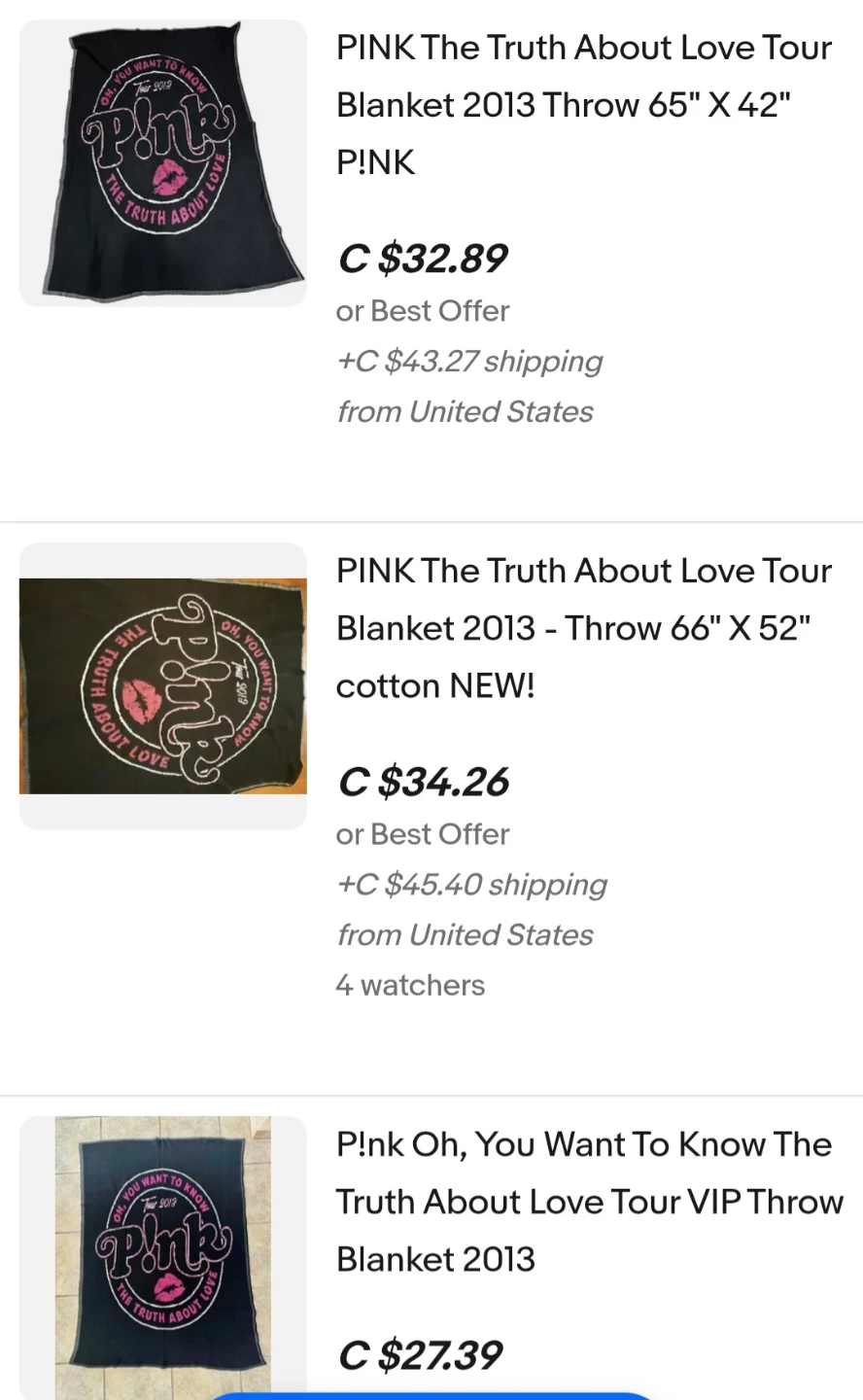 P!NK Truth About Love Tour 2013 Blanket Throw PINK - photo 4