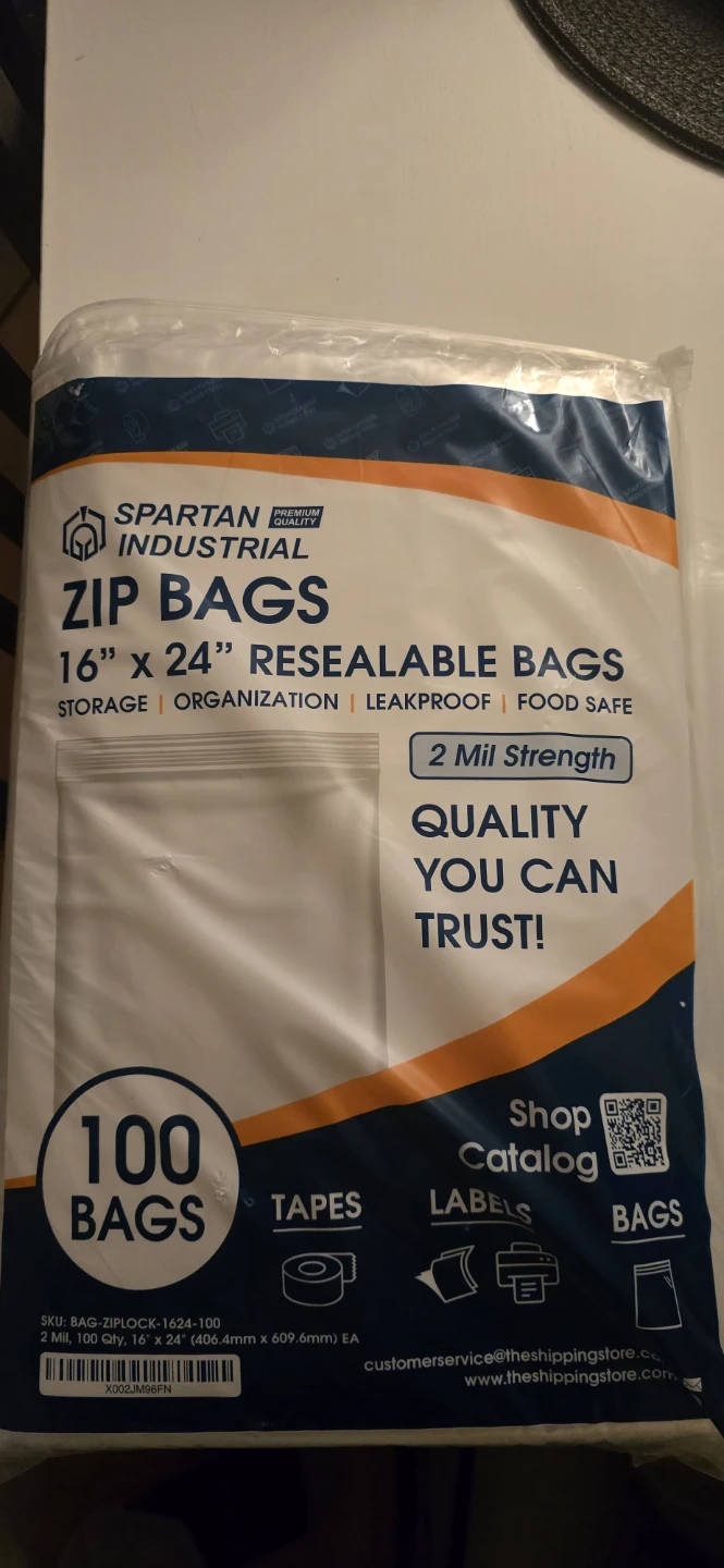Spartan Industrial 100 ct 16" x 24" Resealable Zip Bags -