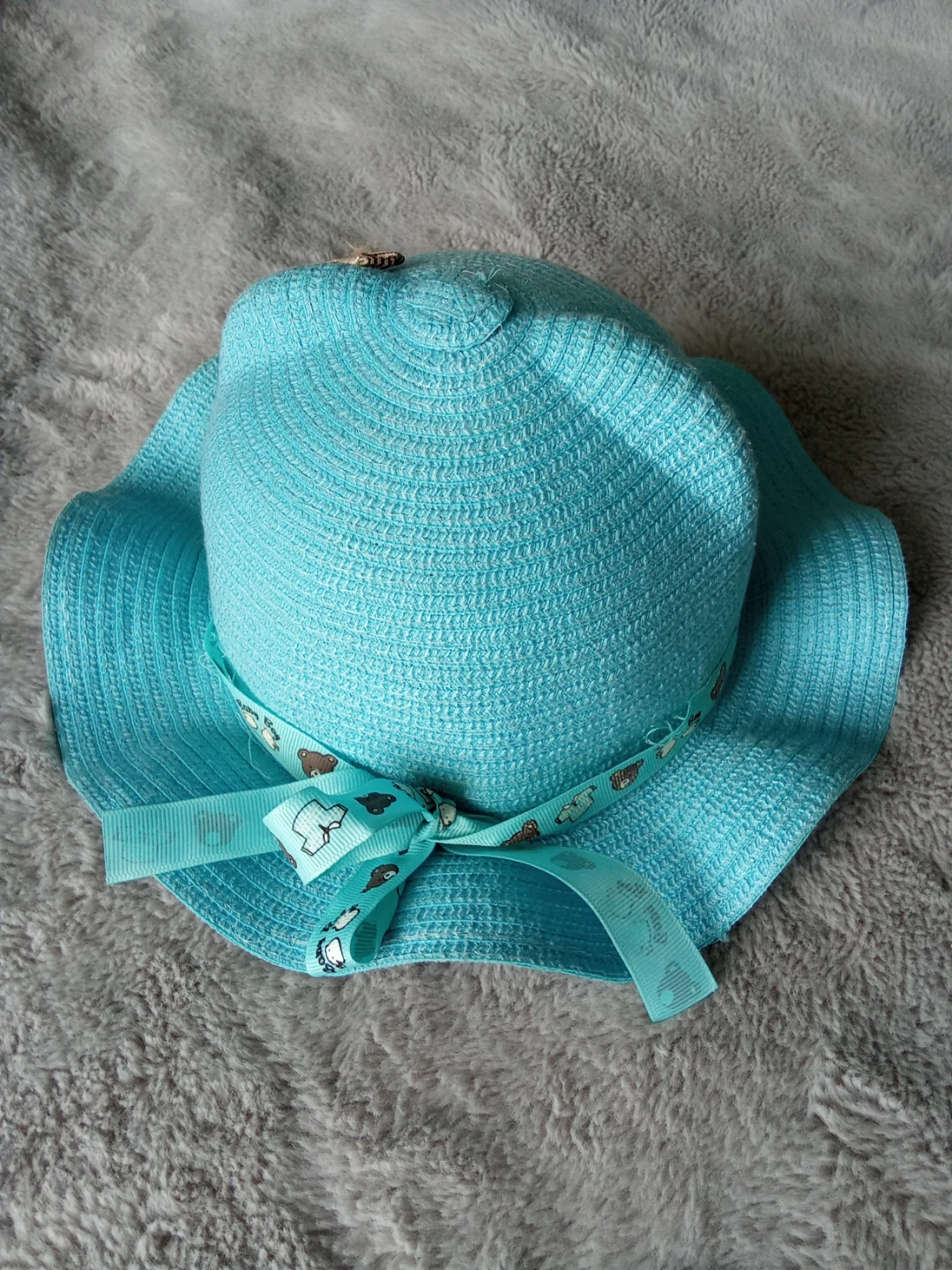 Blue Woven Sun Hat with Bear Pattern - photo 2