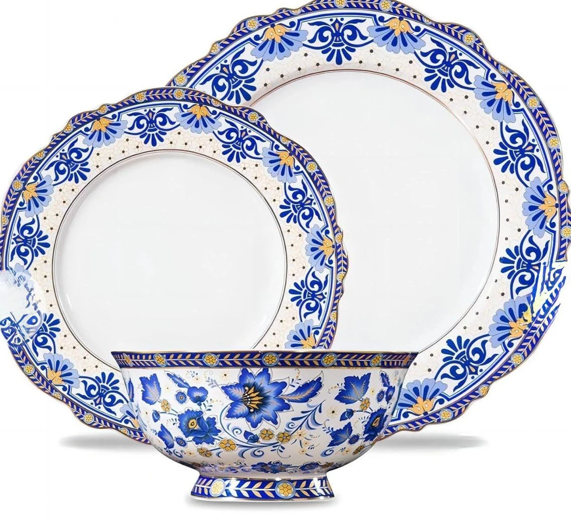 ACMLIFE GOLD plated Bone China Dinnerware Set