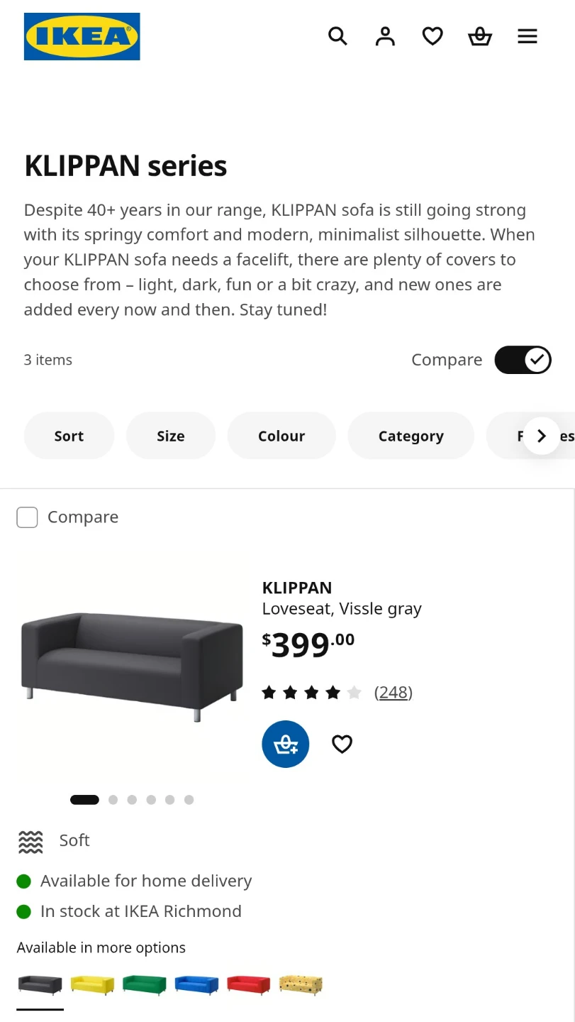 IKEA KLIPPAN Loveseat Sofa - Vissle Gray - photo 3